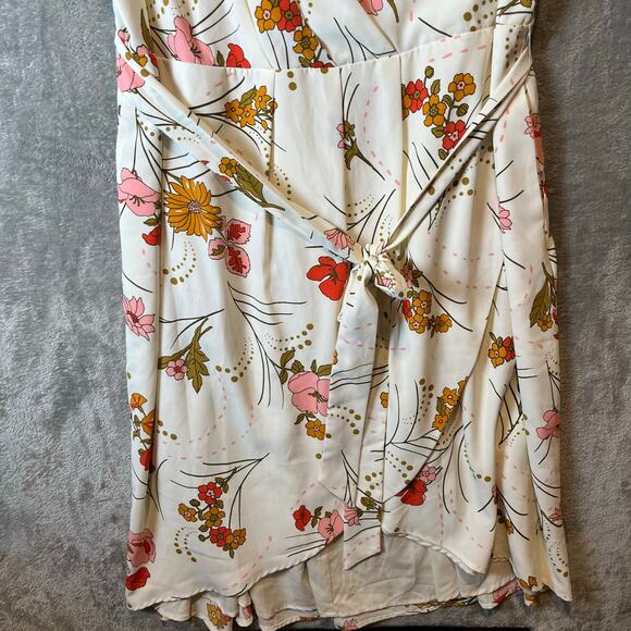 Modcloth Chartreuse Poetic Presence Faux Wrap Dress Size 2X Floral Summer New - Picture 8 of 8